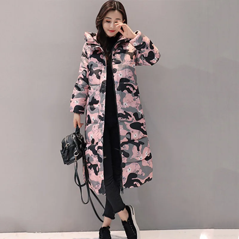 

2019 Korean version Winter Camouflage Jacket Women's Long sleeve printed casual loose hooded jacket cc70