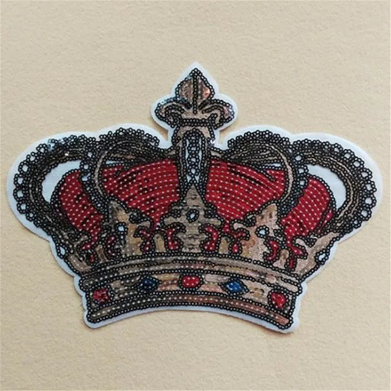 

T shirt Women sweet patch sequins 238mm red crown deal with it biker patches for clothing stickers 3d t shirt mens free shipping