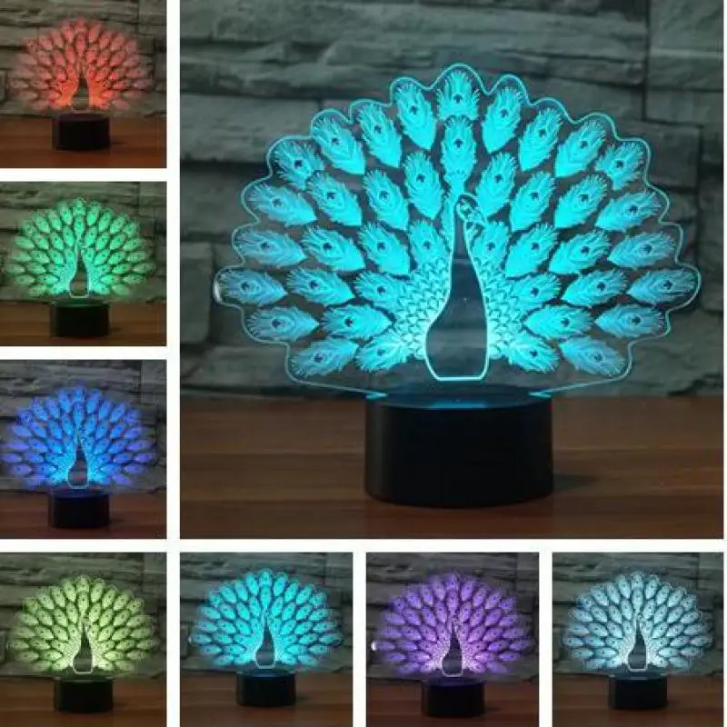Тигр лошадь волк собака настольная лампа животного 3d светодиодная 7 меняющихся