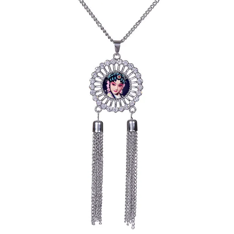 

necklaces pendants for sublimation Double tassels button necklaces pendant for women hot transfer blank diy consumable 4colours