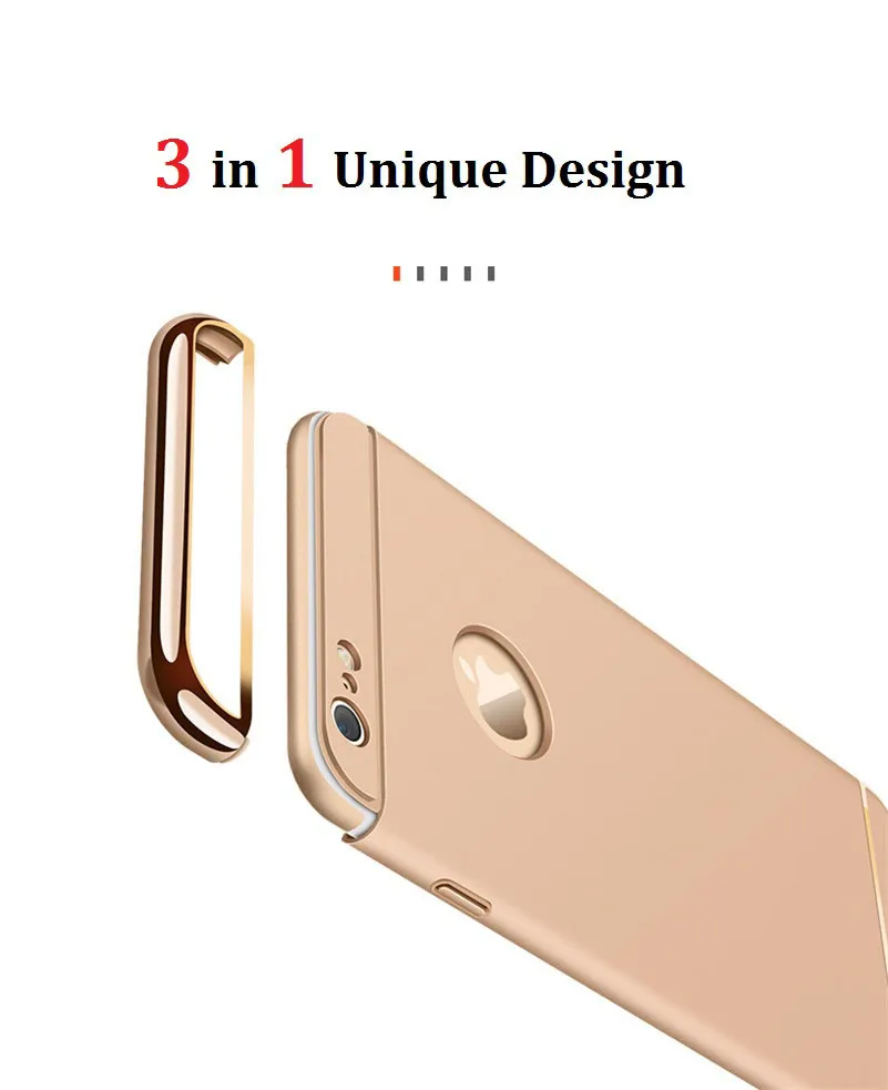 Чехол для iPhone 6, чехол для iPhone 6S i6, 3 в 1, позолоченный ПК Жесткий Чехол для iPhone 6, защитный чехол для телефона