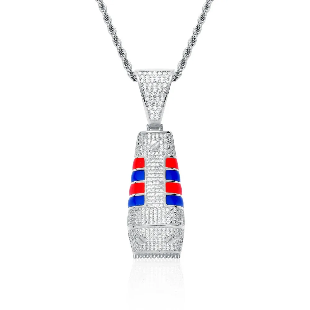 Хип-хоп полный AAA CZ циркон проложили Bling Iced Out машинка для стрижки волос Парикмахерская Подвески ожерелье для мужчин рэппер ювелирные изделия золото серебро