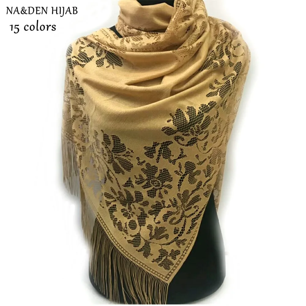 NEW plain Embroidery hijab scarf tassel cutout desgin soft women pashmina muslim echarpe wraps muffler islamic hijabs 10pcs/lot |