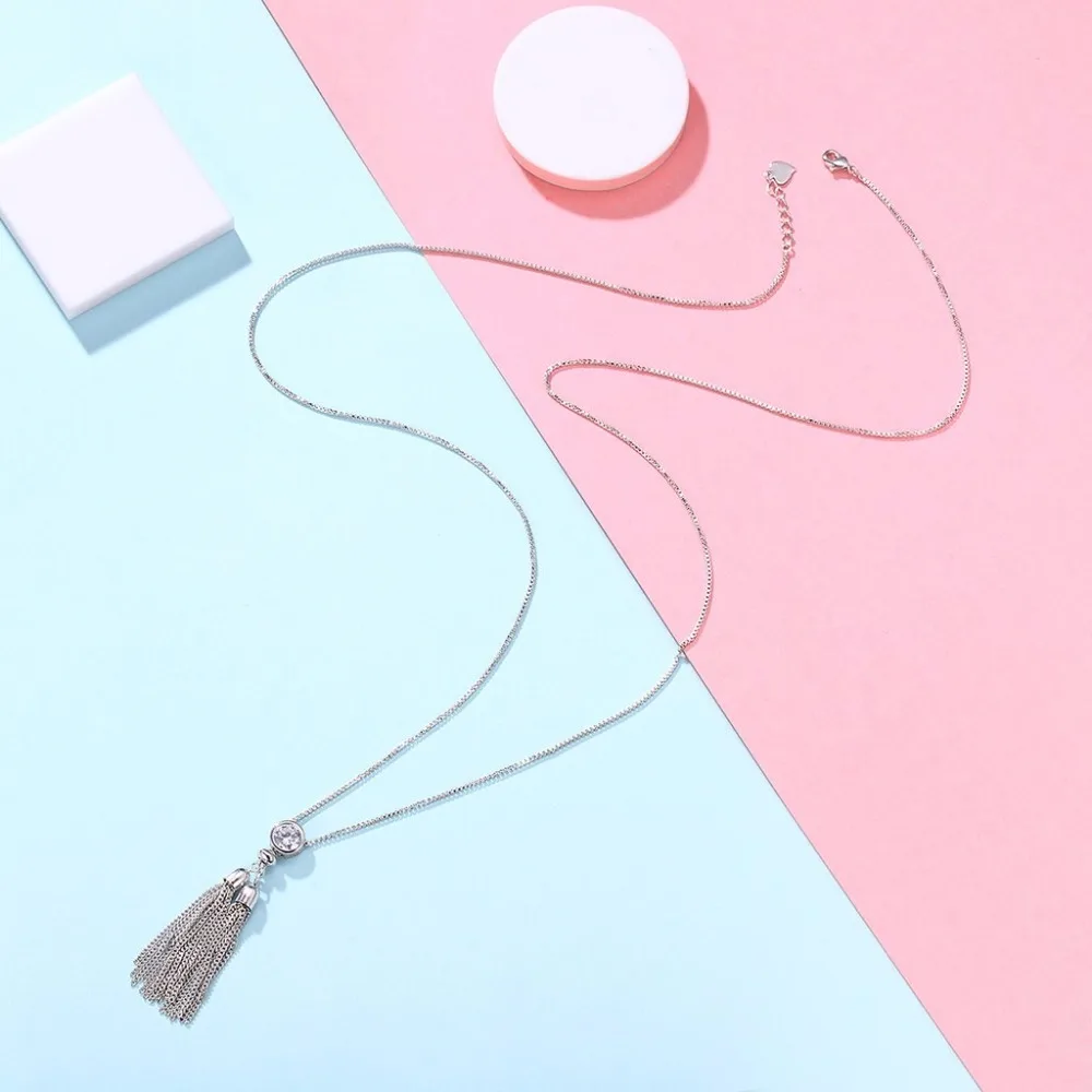 2018 Новое поступление Серебряный свитер с длинными кисточками Цепочки и ожерелья