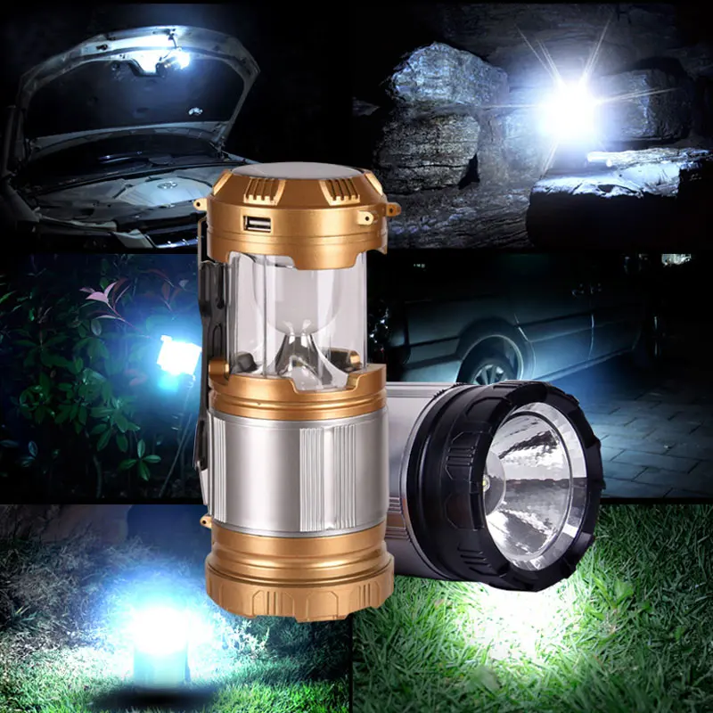 Solar LED Camping Lantern Portable Outdoor Rechargeable Tent Lamp Foldaway Handheld Flashlights SMN88 | Спорт и развлечения