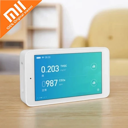 Xiaomi Youpin Air Detector 3.97&quot Touch Screen Intelligent Linkage 3 High-Precision Humidity Sensors Remote Monitoring PM2.5 CO2a |