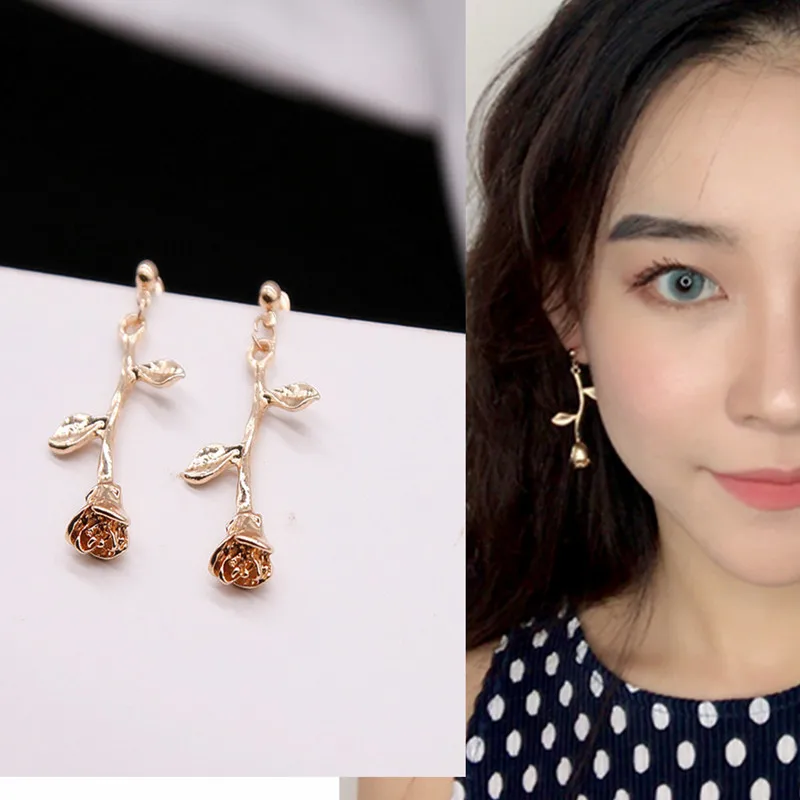 Металлические золотые розовые серьги ювелирные изделия безделушки элегантный