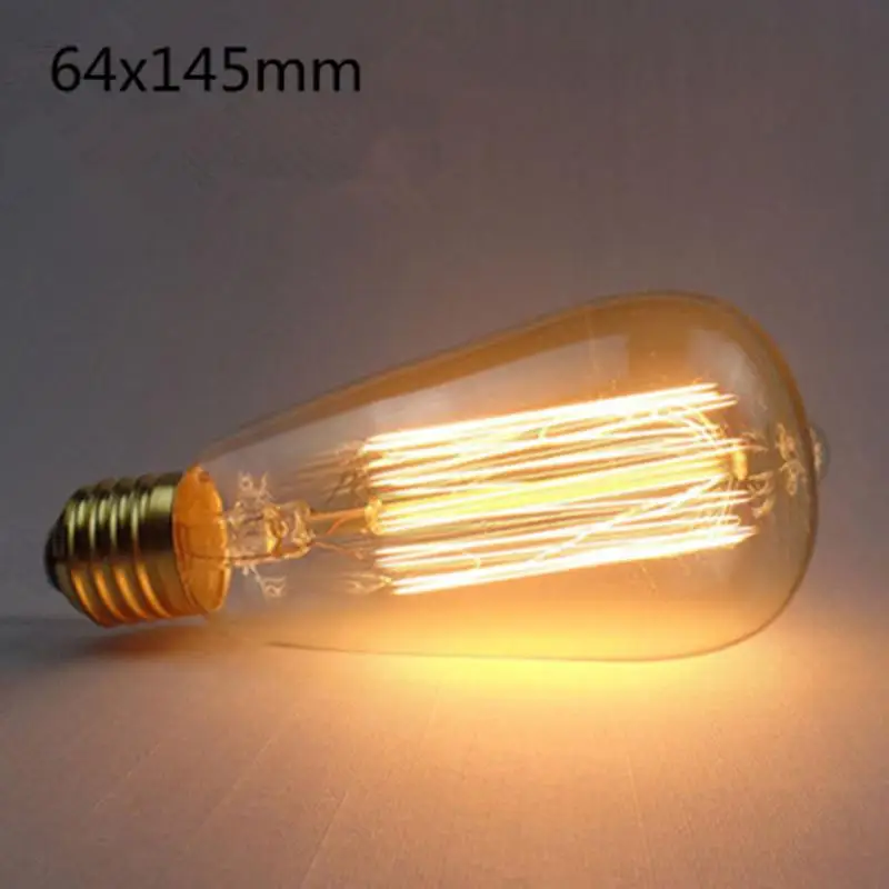 ST64 straight wire Светодиодный Ретро Стиль декоративные Вольфрамовая, Эдисона лампа T45 ST58 ST64 нить накаливания ампулы лампы винтажная лампочка эдисона - Испускаемый цвет: ST64 straight wire