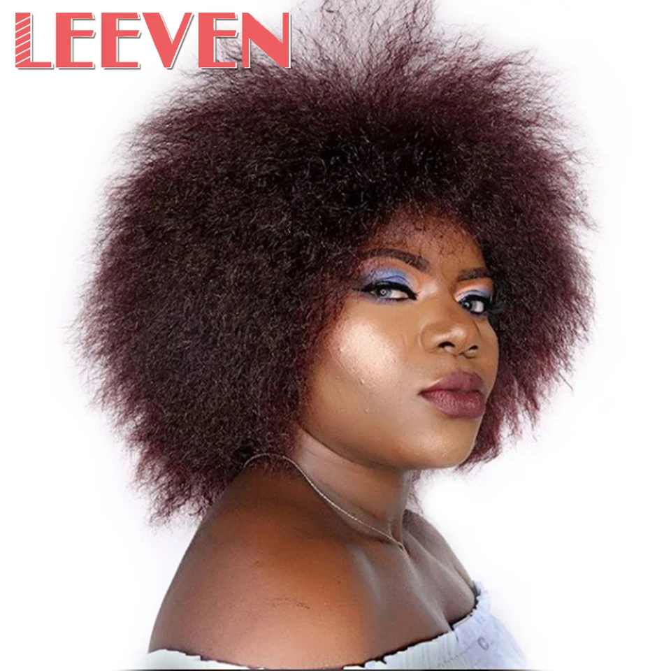 Парики из синтетических волос Leeven 6 5 дюйма 100 г/шт. Короткие Черные Кудрявые афро