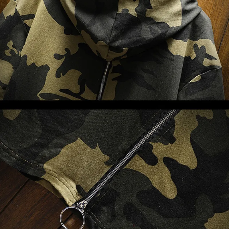 Летняя мужская Толстовка для подростков камуфляжная зеленая толстовка на молнии