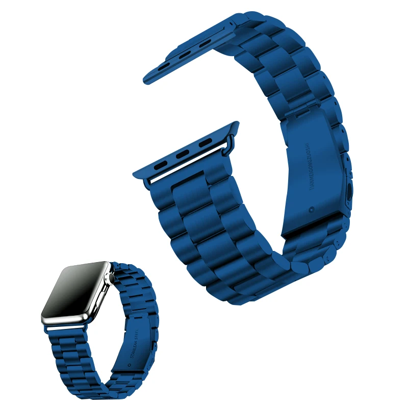 Dark blue STJ бренд Нержавеющая сталь ремешок для наручных часов Apple Watch, версии 3/2/1 38 мм 42 мм металлический спортивный ремешок для наручных часов iwatch серии 4 40 мм 44 мм - Цвет ремешка: Dark blue