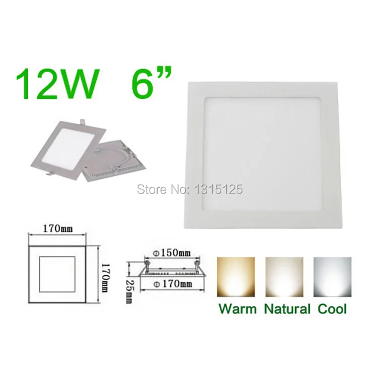 

Ultra thin design12W LED Recessed ceiling light Square LED Panel Light 170mm AC85-265V Wholesale 4000K LED Lamp +free shipping