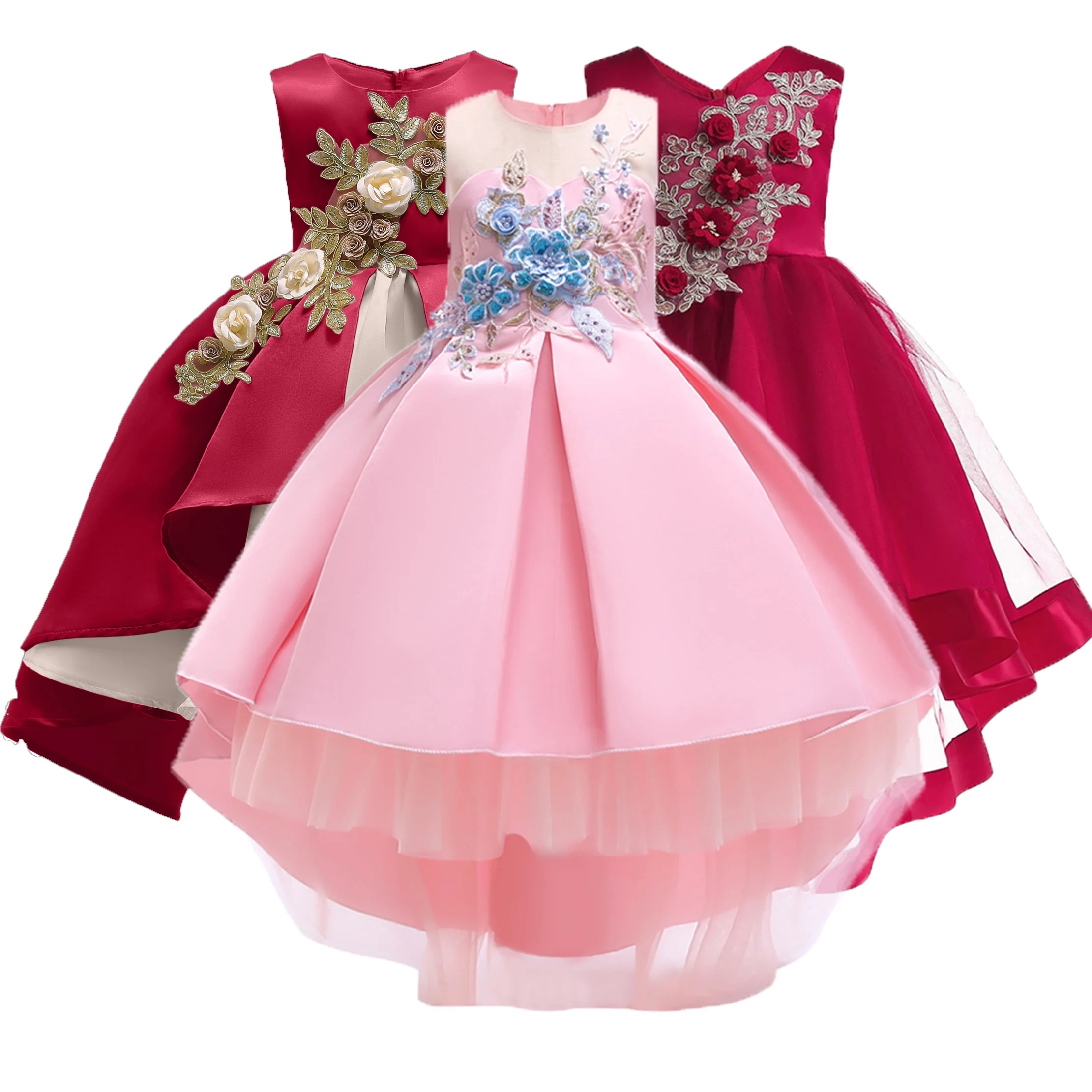 Kids Girl Dress Satin embroidery Elegant party Gown for Wedding Dresses Toddler Princess Tuxedo Costume | Детская одежда и обувь