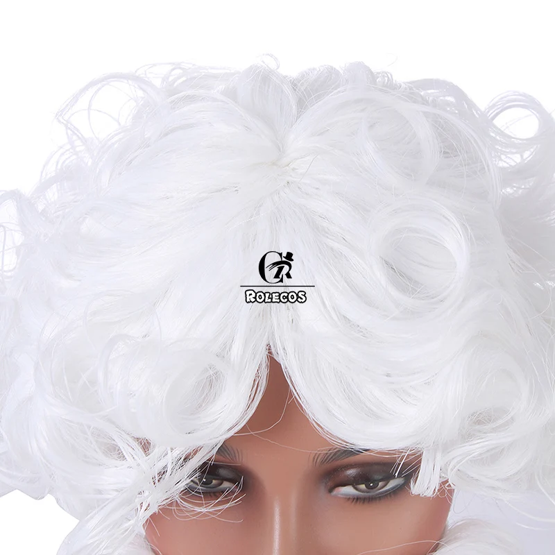 ROLECOS Рождество Санта Клаус Косплей волосы и борода белые короткие синтетические