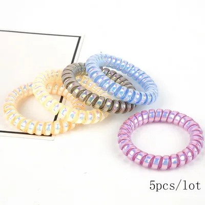 5pcs Mixed Женские аксессуары для волос, резинки для волос, телефонная линия, головная повязка, резиновые ленты эластичные резинки для волос, веревка для волос, резинки для волос для девочек - Цвет: 5pcs Mixed