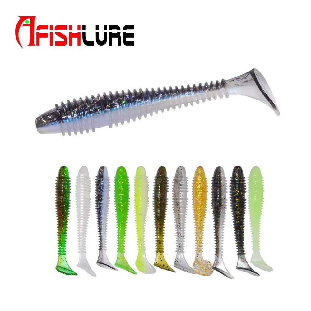 Afishlure винт Т хвост мягкий червь 70 мм/2,9 г Maggot пластиковые рыболовные приманки плавающие черви искусственные приманки Pesca 12 шт./лот Grubs