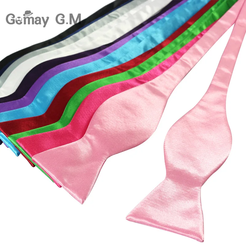 Модные Разноцветные мужские галстуки бабочки однотонные шелковые карамельных