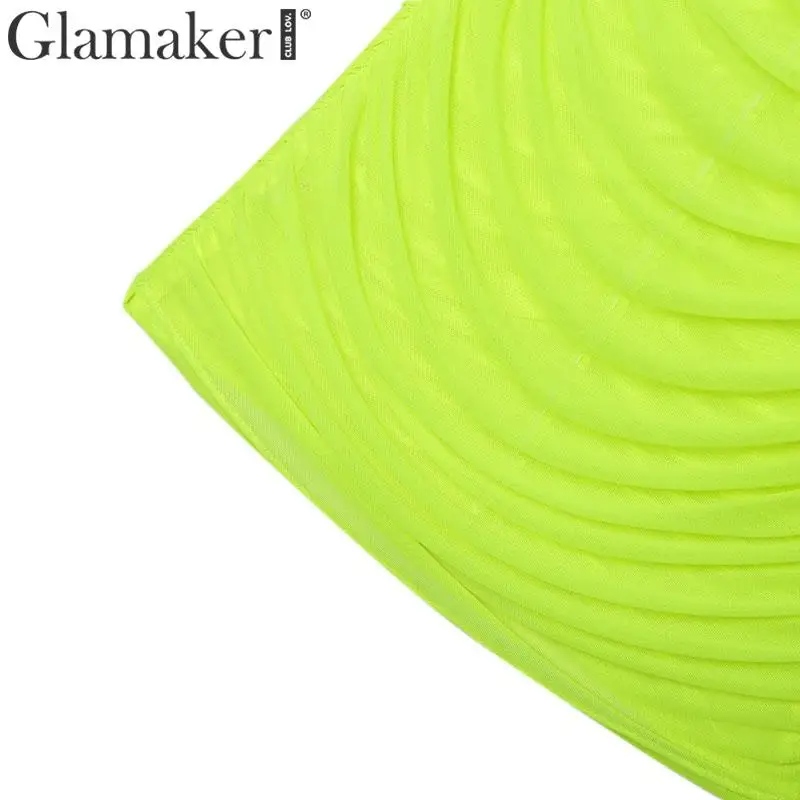 Glamaker, сексуальное прозрачное облегающее платье, женское, весна-лето, Сетчатое, элегантное, мини платье, вечерние, для клуба, без рукавов, плиссированное, женское платье