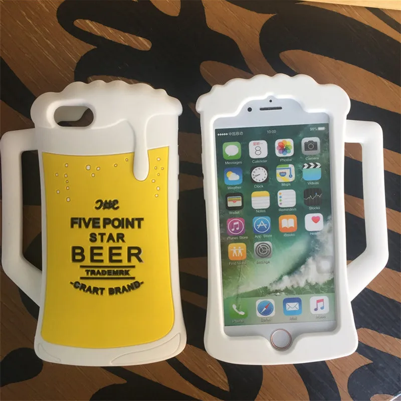 Lovely Beer And Coffee 3D Cute Cartoon Silicone Case For iPhone 6 6S Plus 7 8 X Skin Cover for football fans |