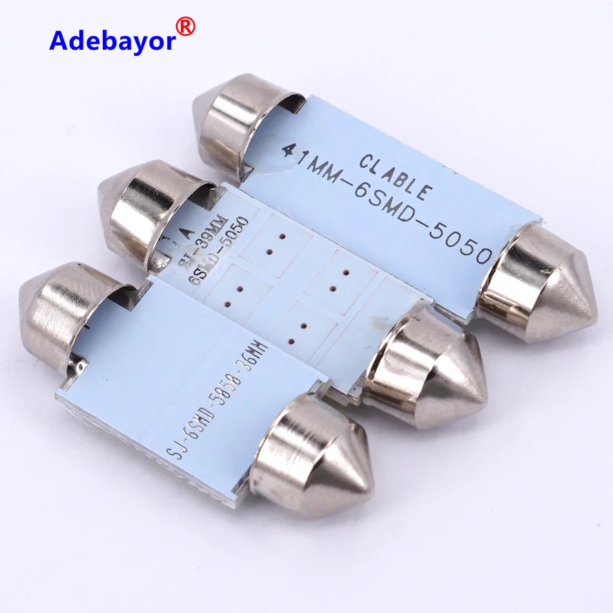 100x 36mm Dome 6 SMD 5050 LED map Auto Bulb side marker Light backup corner Interior Festoon door reading 3425 dome 12V parking |
