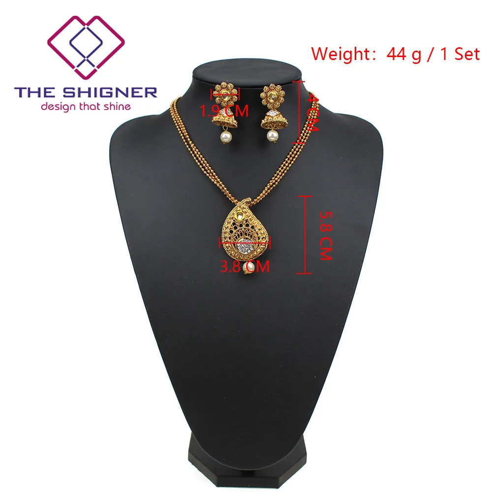 SHIGNER индийский bahuali Mughal Kundan chandali камень жемчуг золотой тон драгоценное свадебное ожерелье серьги набор медальонов