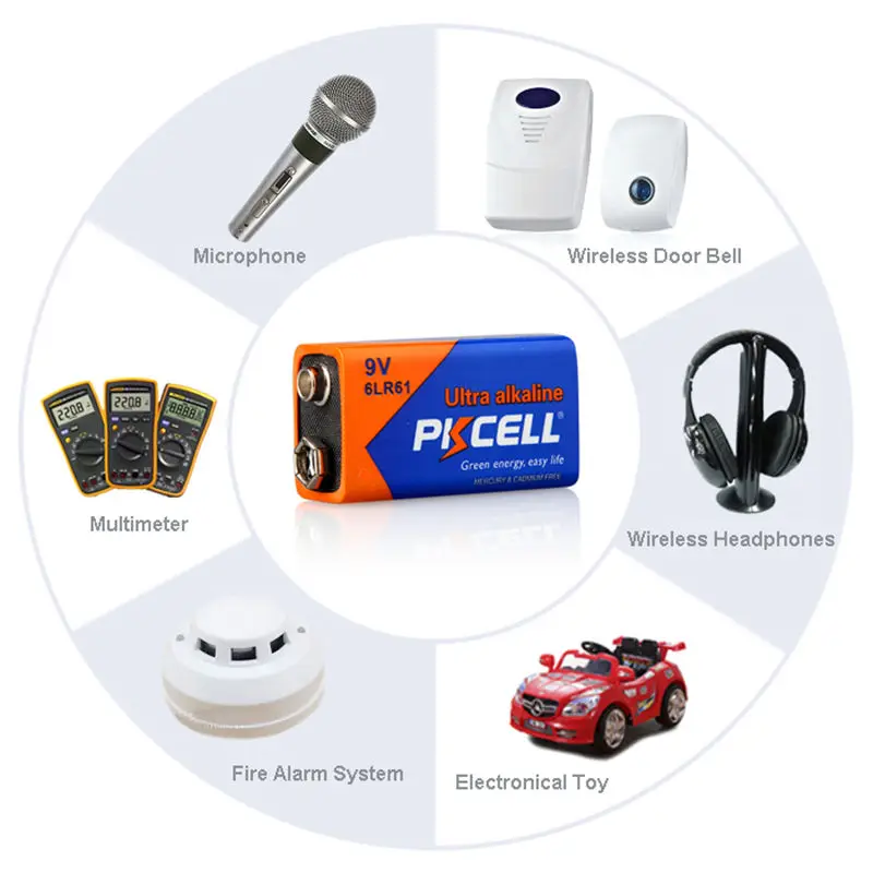 PKCELL 1 шт. 6LR61 9 В батареи 1604A MN1604 9 Вольт щелочные сухие батареи квадратные щелочные батареи для беспроводного микрофона