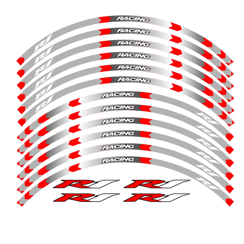 

High quality 7 color for YAMAHA YZF R1 motorcycle 17inch wheel decals Reflective stickers rim stripes YZF R1