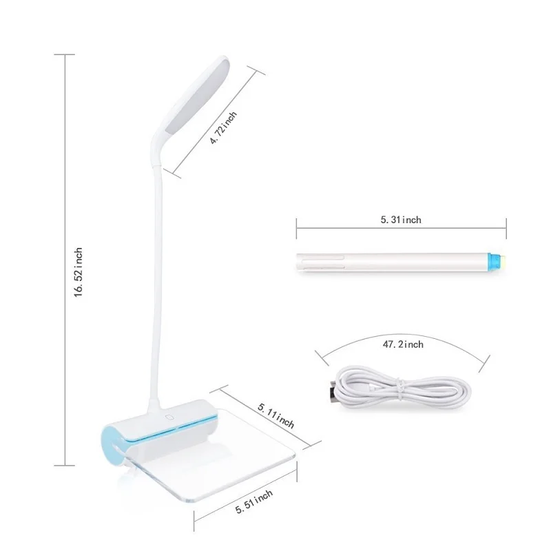

HJYVIOTIN Rechargeable Desk Lamp With Message Board DC5V USB LED Light Touch Switch Luminaria De Mesa Night Lights Reading Gift