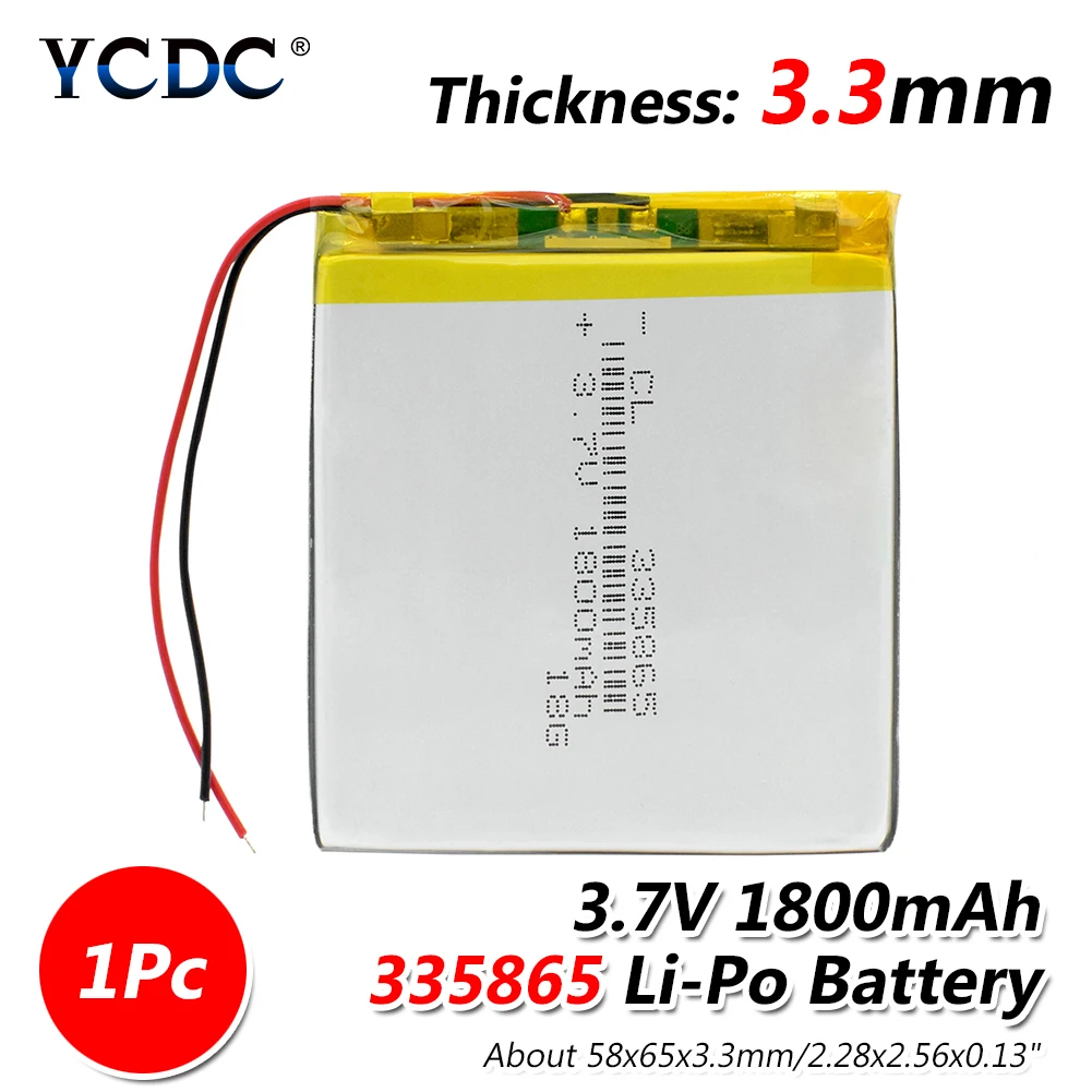 1/2/4 шт 3 7 v 1800mah 335865 Li Po Батарея Mp4 Mp5 Dvd Psp gps Камера планшет DVD сотовый телефон