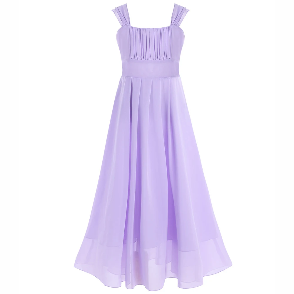 Детская одежда для девочек платье с цветочным узором высокой талией рюшами на