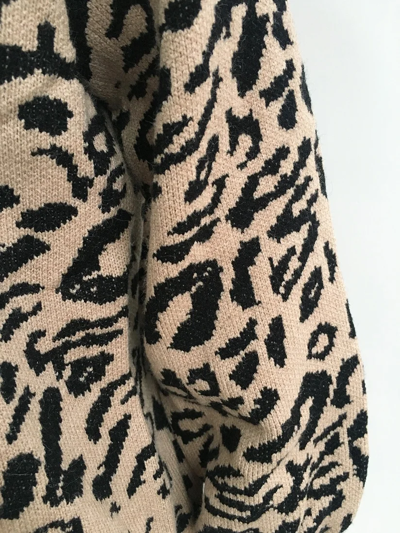 Sweater women winter 2018 knitted pullovers loose oversized leopard print pullover sweaters female outside jumper pull sweater | Женская