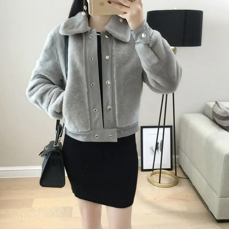 Arlenesain женская модная двухсторонняя меховая короткая шерстяная куртка с мехом. 525