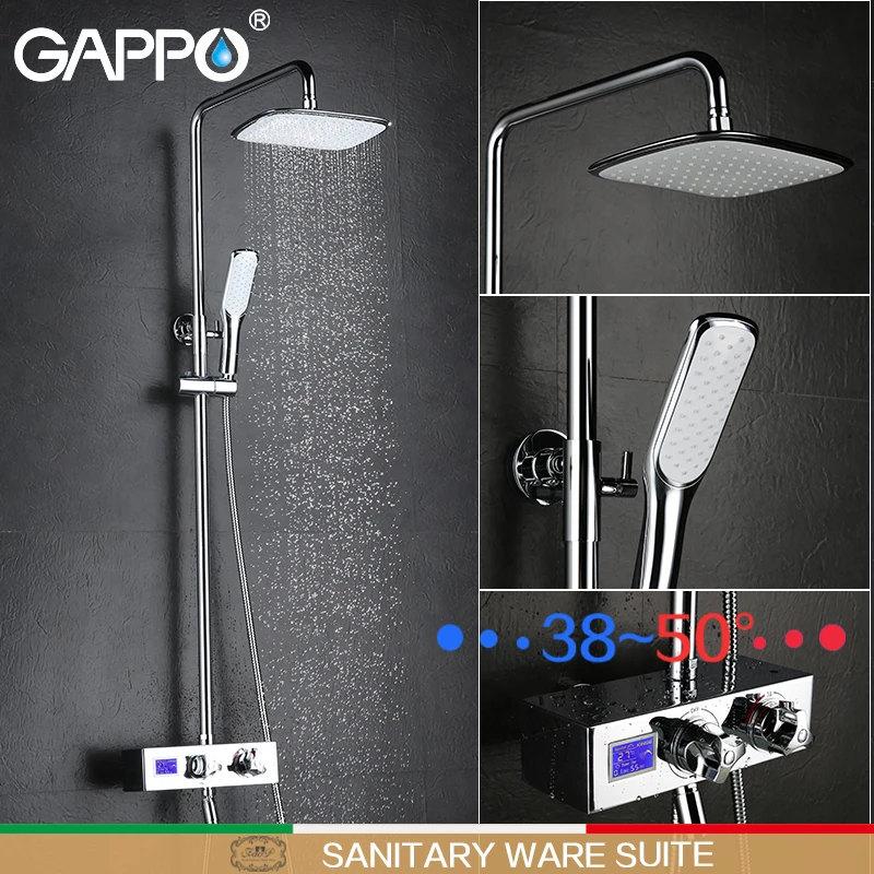 GAPPO смесители для душа с цифровым дисплеем Термостатические Смесители водопадом