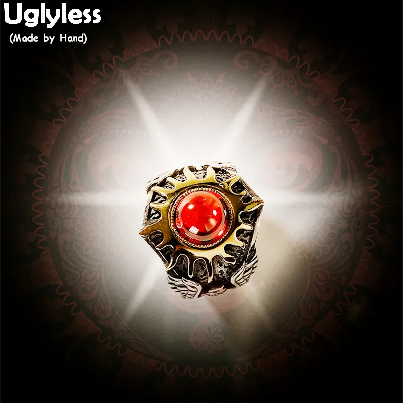 

Uglyless Real 925 пробы серебряные готические солнцезащитные богатые кольца с кристаллами Open тайское серебрянное кольцо увеличенные мужские ювел...