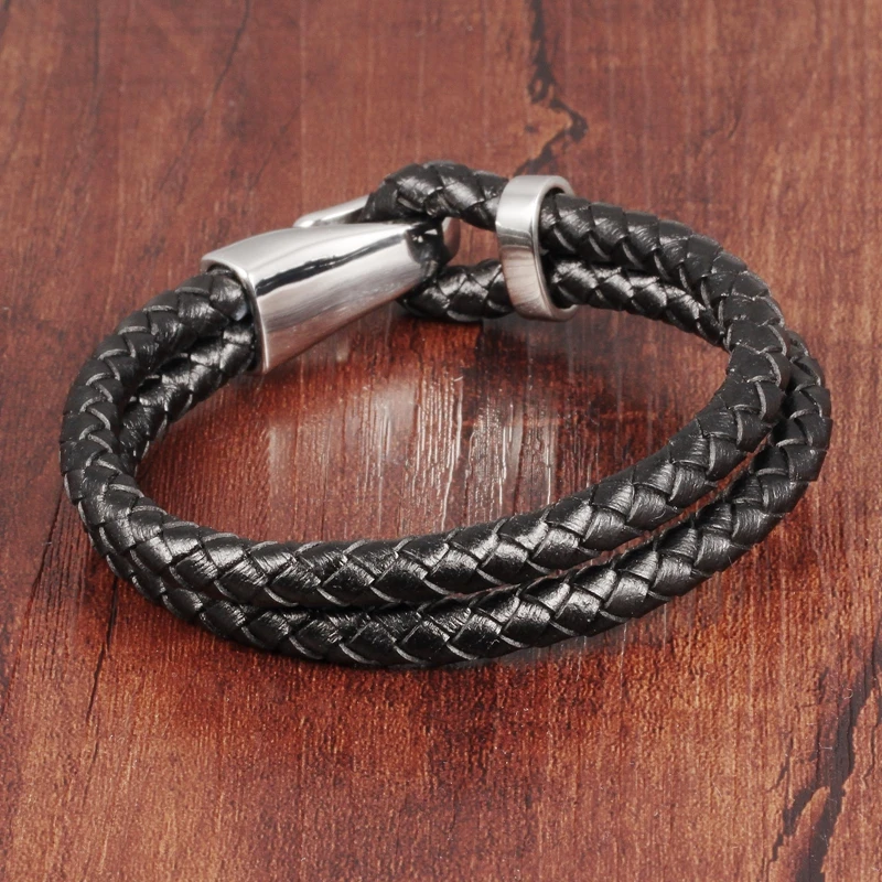 MOZO Модные Мужские Винтажные Ювелирные изделия двухслойный Плетеный кожаный шнур