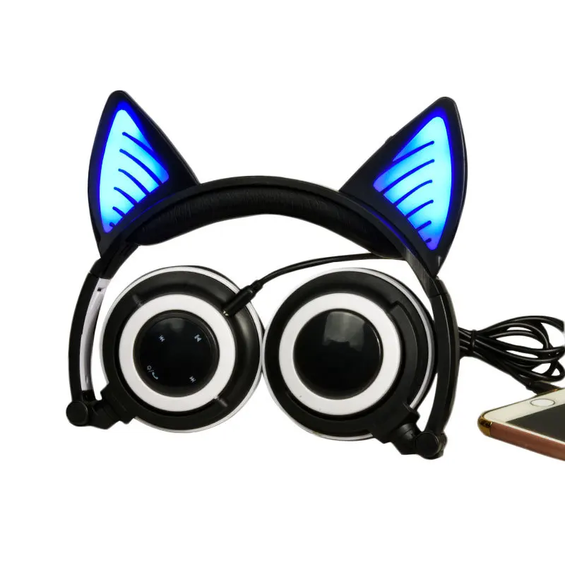 SUPOLOGY милые светящиеся наушники с кошачьими ушками Bluetooth для девочек светодиодные