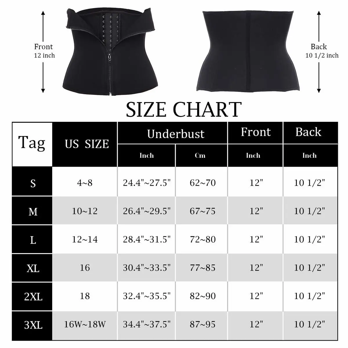 

New L-3XL Waist Trainer Belt Corsets Slimming Hourglass Body Shaper Underbust Weight Loss Double Pressing Zipper Modeling Strap