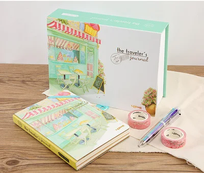 Kawaii A5 Тетрадь Записная Книга в твёрдом переплете дневник планировщик стационарный детская путешественника планировщик журнал школьников Подарочная записная книжка в комплекте - Цвет: 002