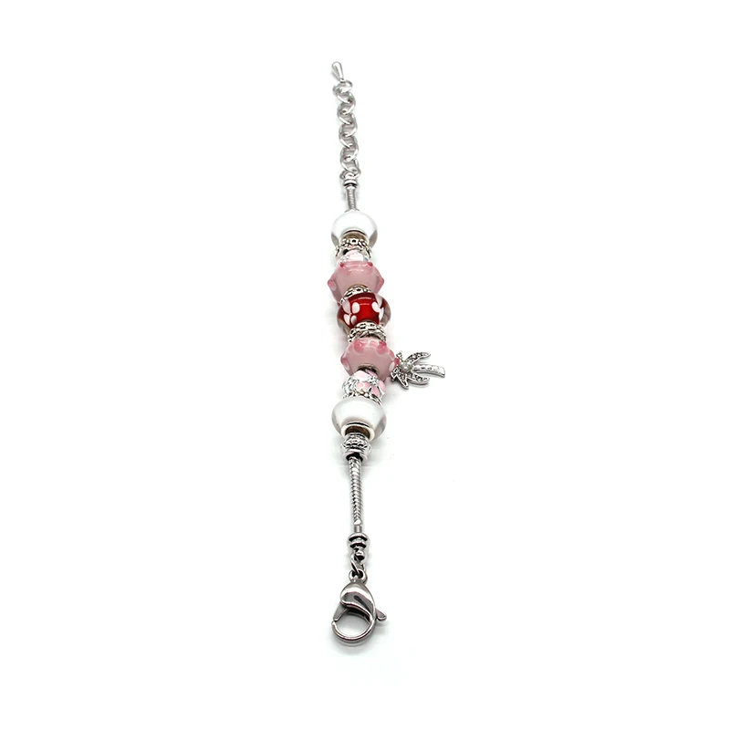 SANYU Fit Pandora браслет стиль розовый Романтическая любовь глазурь бусины характерные подвески ювелирные изделия браслеты для женщин BR-1694 - Окраска металла: BR-1694