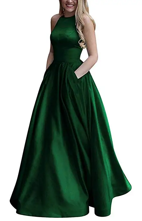 

Menoqo New arrival sexy party evening dresses Vestido de Festa A-line prom dress beading pockets Robe De Soiree