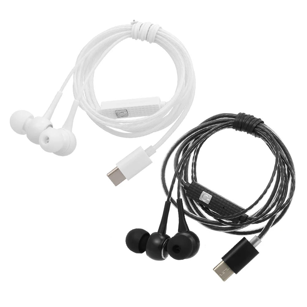 Usb type-C проводные наушники в ухо, музыкальные наушники, наушники для смартфона, гарнитура, встроенный контроль с микрофоном для смартфонов