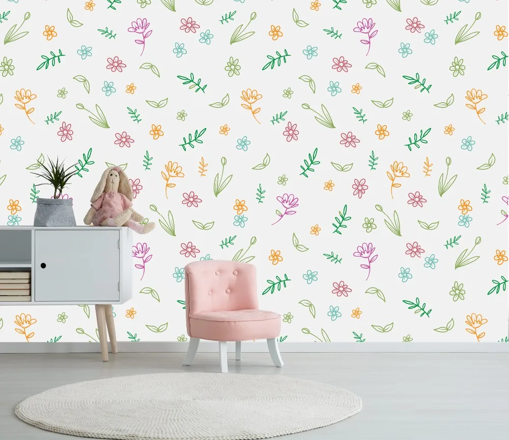 

[Self-Adhesive] 3D Cute Color Flower Children Room 66 Wall Paper mural Wall Print Decal Wall Murals