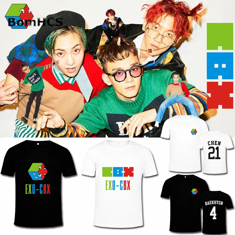 BomHCS Kpop/EXO CBX футболка с надписью Hey Mama Fans Support летняя хлопковая короткими рукавами