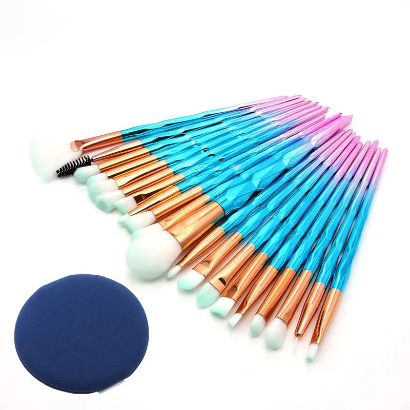 20 шт кисти для макияжа новые алмазные ручки круглый спонж комбинированные
