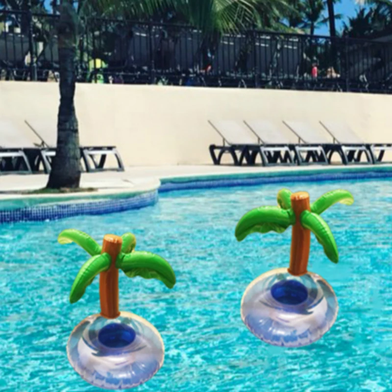 10 шт. хит продаж кокосовая Пальма Надувные держатели для напитков плавающая