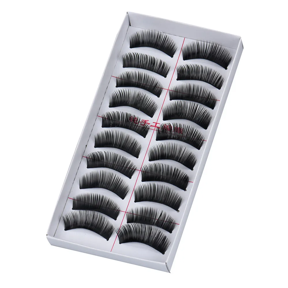 10 пар ручная работа черные длинные толстые крест красота макияж накладные