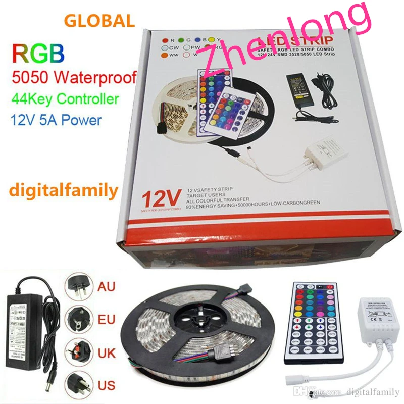Светодиодная лента RGB 5050 5 м светодиодные ленты Рождественские водонепроницаемые