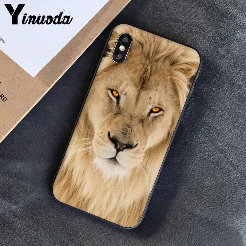 Yinuoda Lion tiger Модный милый животный черный чехол для телефона чехол для Apple iPhone 8 7 6 6S Plus X XS MAX 5 5S SE XR чехлы