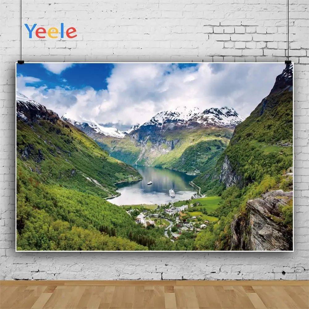 Фоны для фотосъемки Yeele пейзаж горы корабль река небо персонализированные фоны