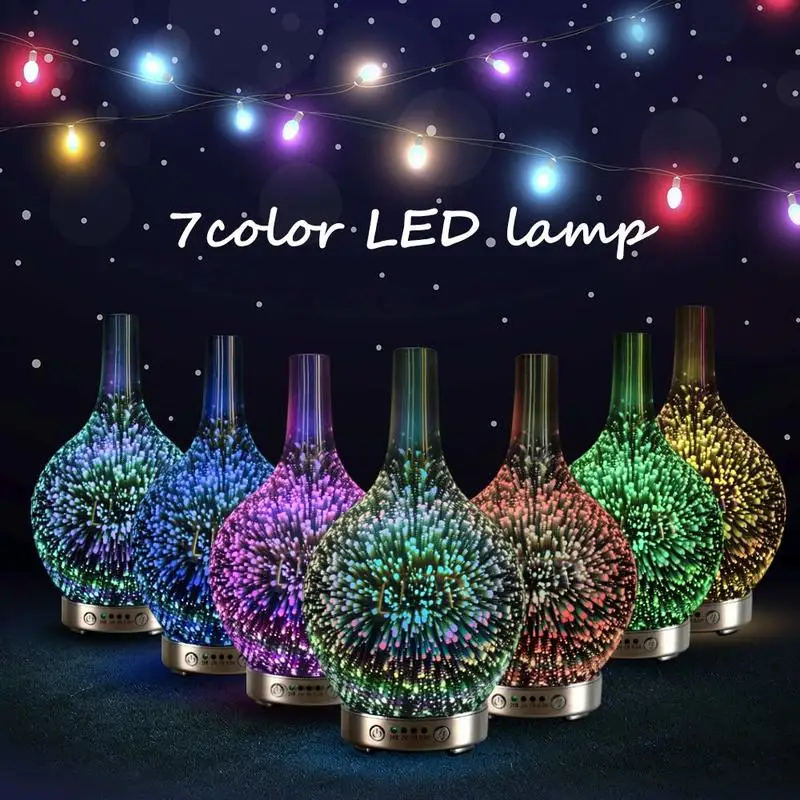 Essential oil diffuser 7 Color 3D LED Glass Starry Sky Home Office Aromatherapy Oil Diffuser Cold Mist Ultrasonic Humidifier